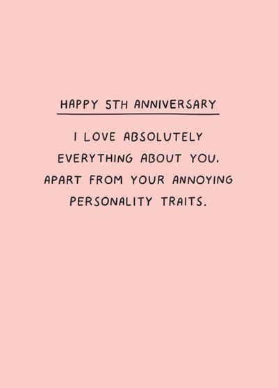 Happy Fifth Anniversary Card