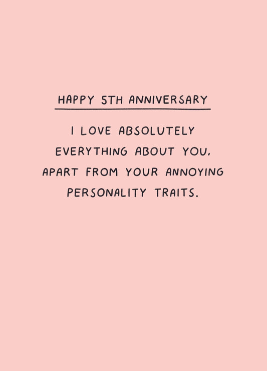 Happy Fifth Anniversary Card