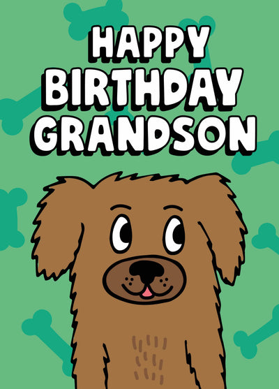 Grandson Scruffy Dog Birthday Card