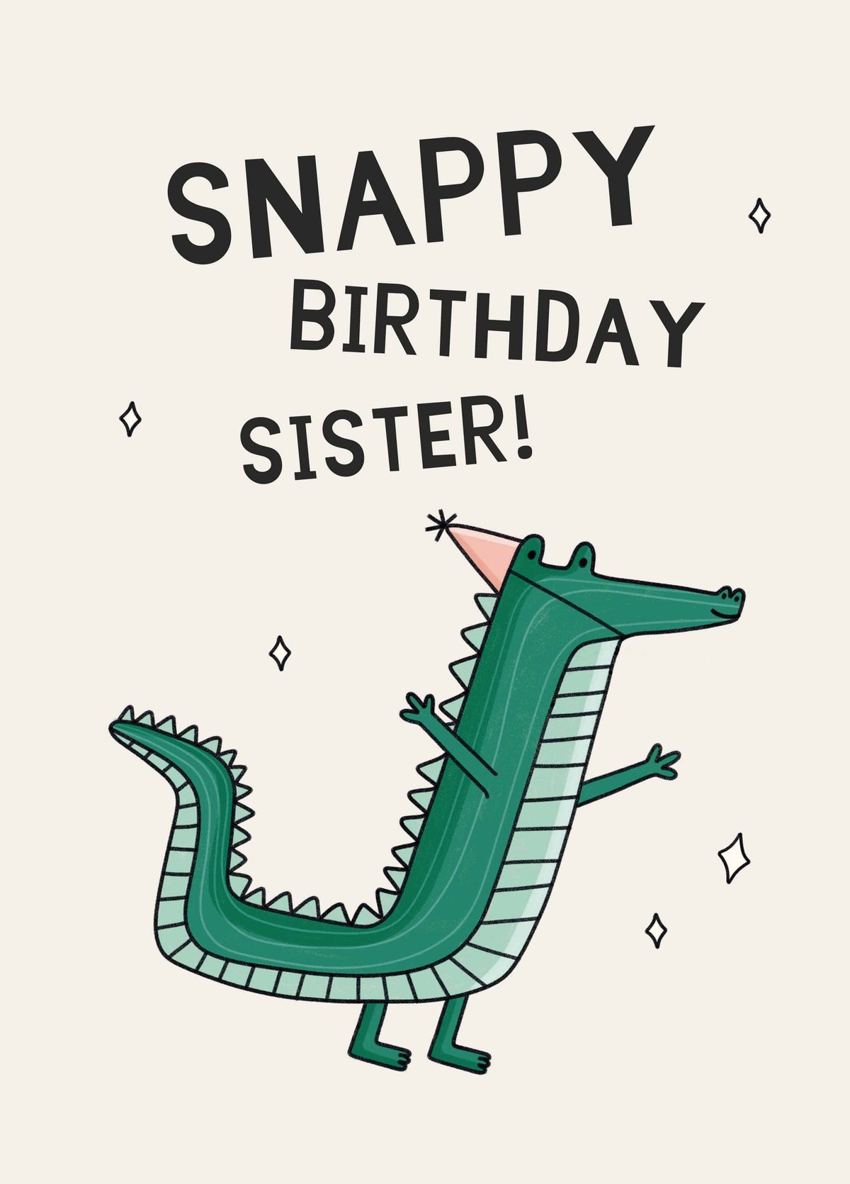 Sister Crocodile Snappy Birthday Card