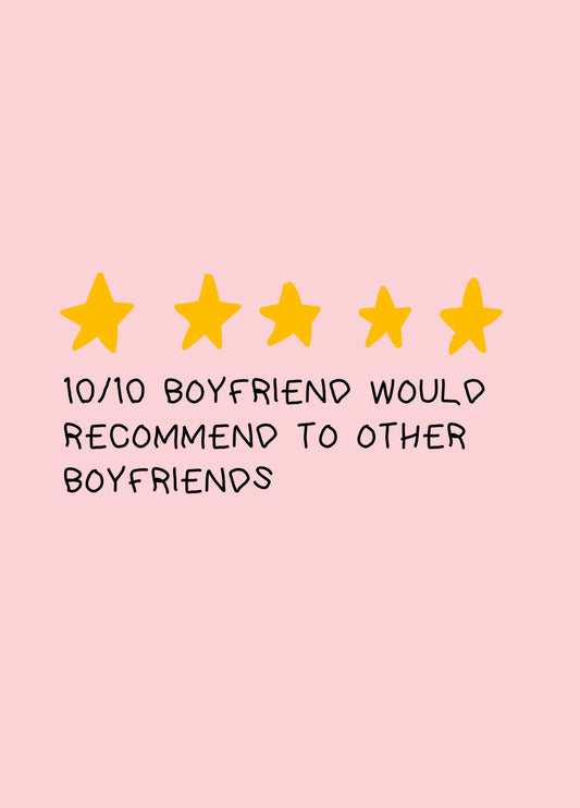 Would Recommend To Other Boyfriends Anniversary Card