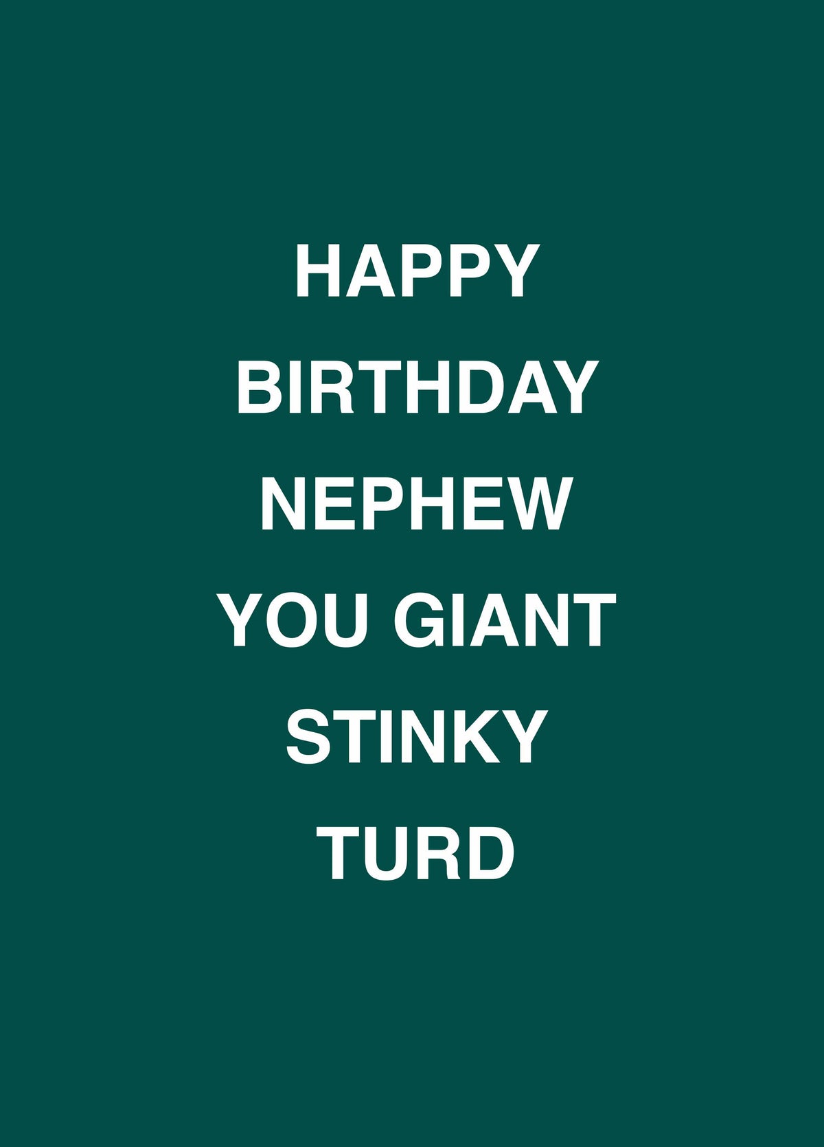 Nephew Giant Stinky Turd Birthday Card