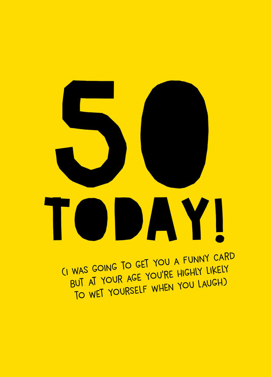 Likely To Wet Yourself 50th Birthday Card
