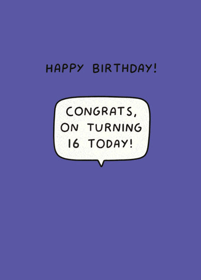 Congrats On Turning 16 Card