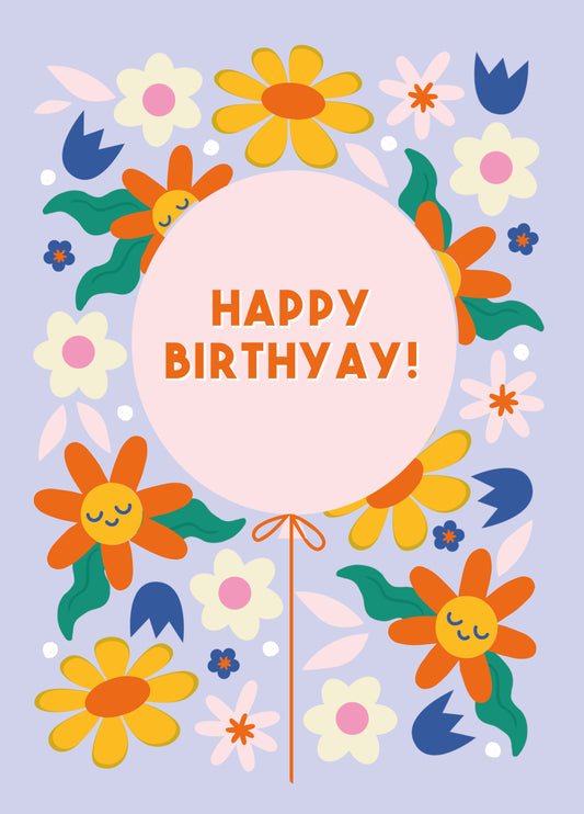 Floral Happy Birthyay Card