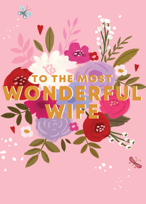Wonderful Wife Floral Valentine's Card