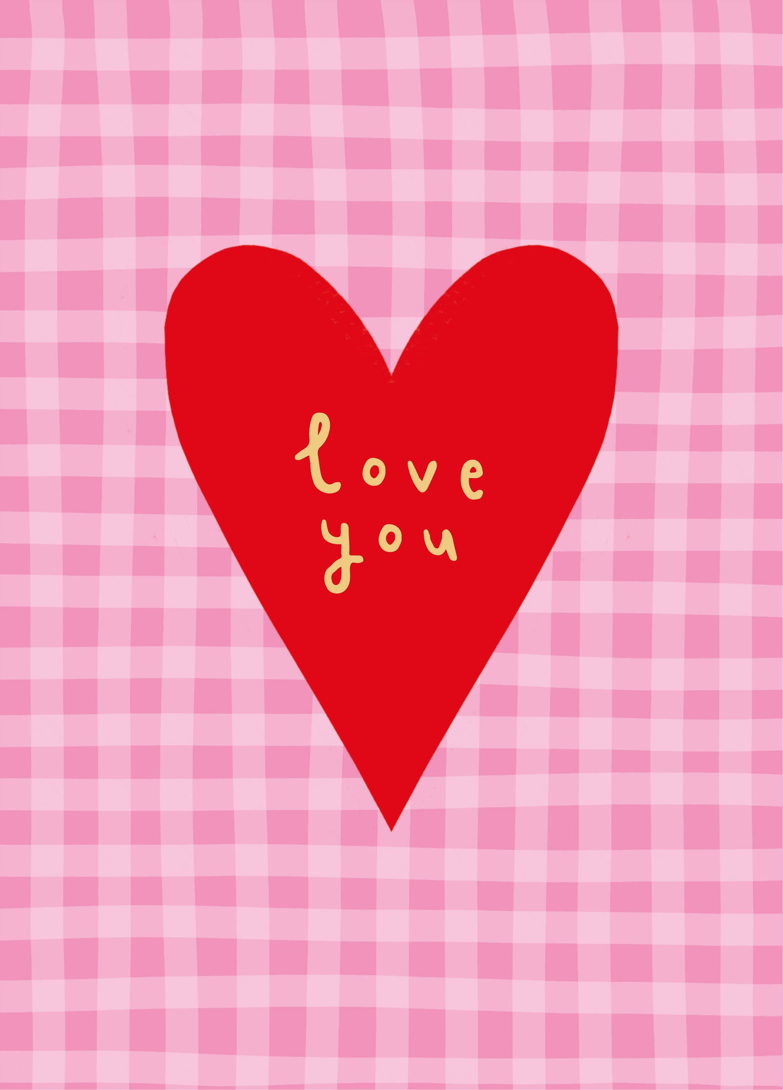 Love You Gingham Heart Valentine's Card