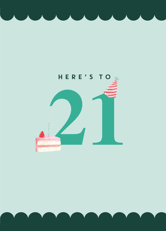 Here's To 21 Birthday Card