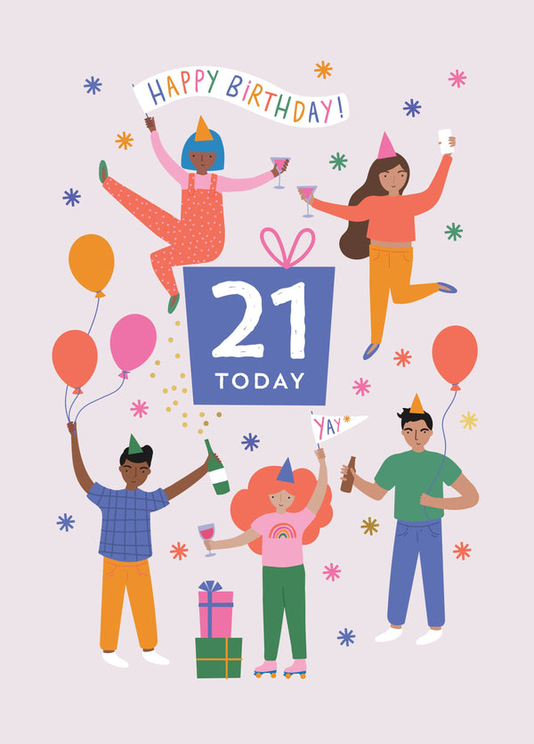 21 Today Party People Birthday Card