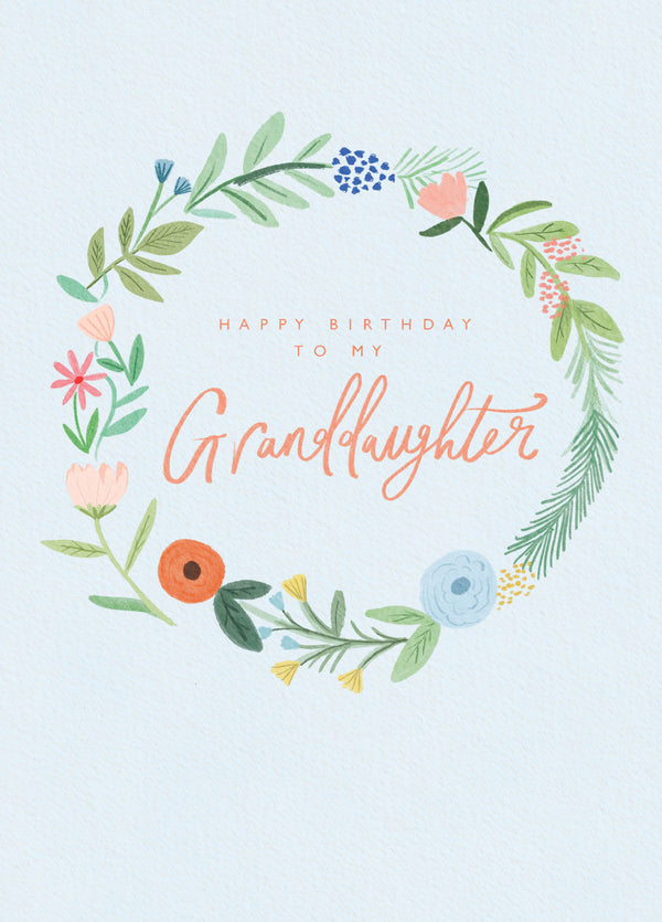 Granddaughter Floral Wreath Birthday Card
