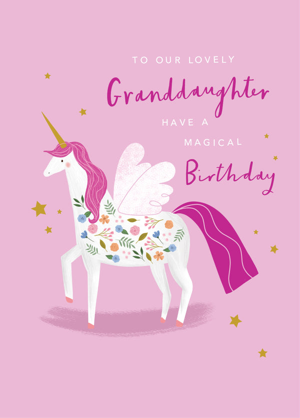 Granddaughter Magical Unicorn Birthday Card