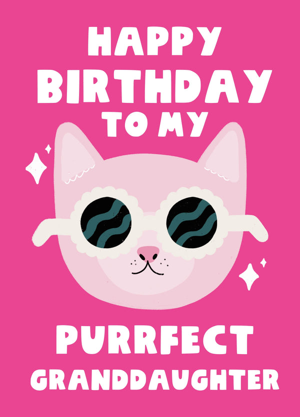 Purrfect Granddaughter Sunglasses Cat Birthday Card
