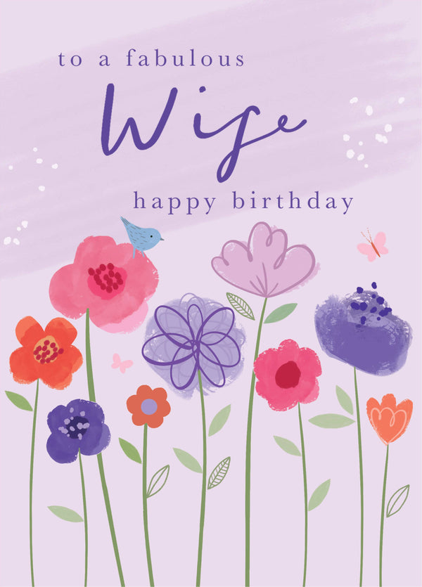 Fabulous Wife Floral Birthday Card