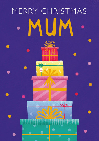 Mum Present Pile Christmas Card