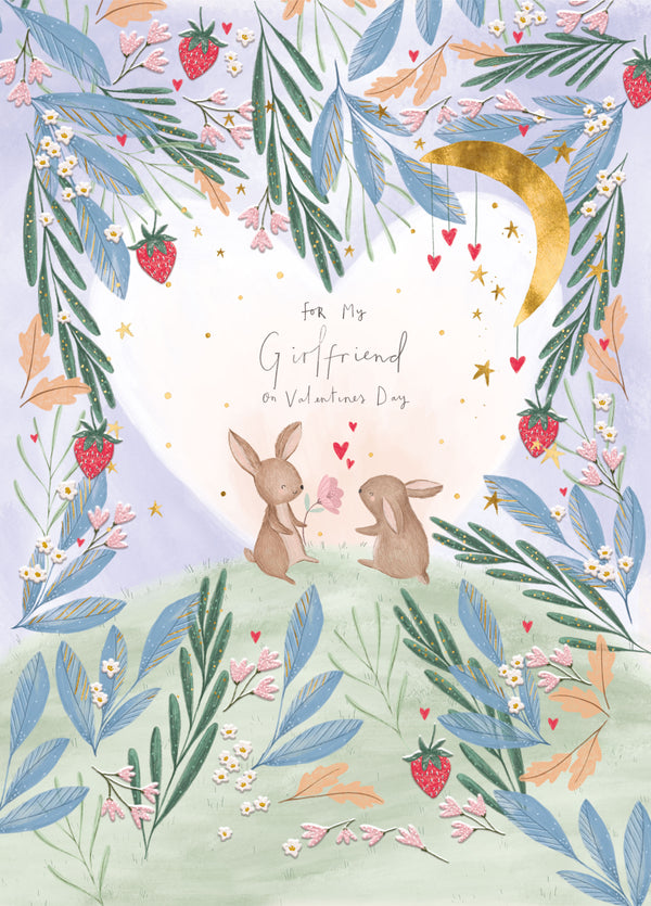 Girlfriend Cute Bunnies Valentine's Card