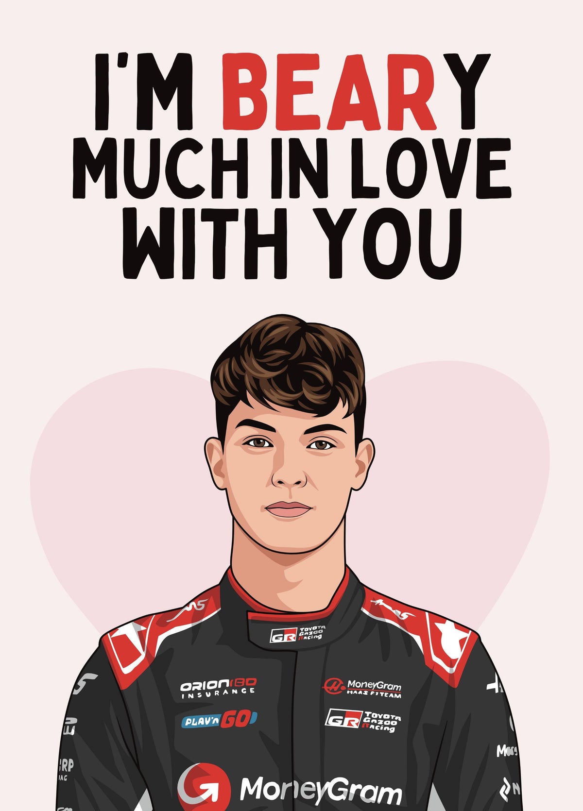 Beary Much In Love With You - F1 Ollie Bearman Love Card