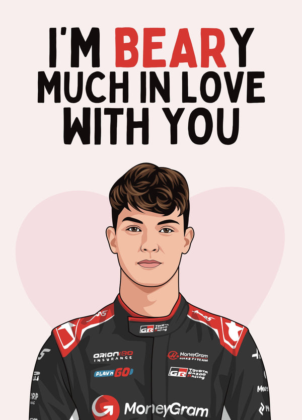 Beary Much In Love With You - F1 Ollie Bearman Love Card