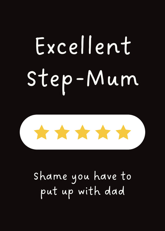 Funny Step Mum Card - Five Star - Excellent