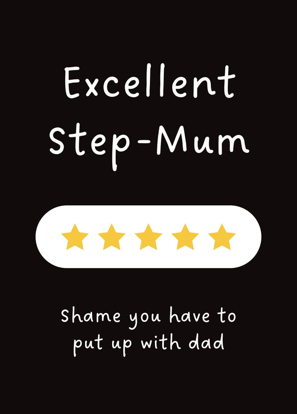Funny Step Mum Card - Five Star - Excellent