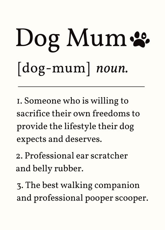 Funny Dog Mum Card - Dictionary Definition