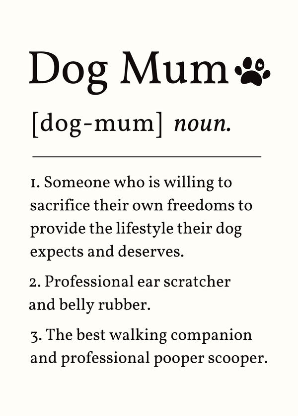 Funny Dog Mum Card - Dictionary Definition