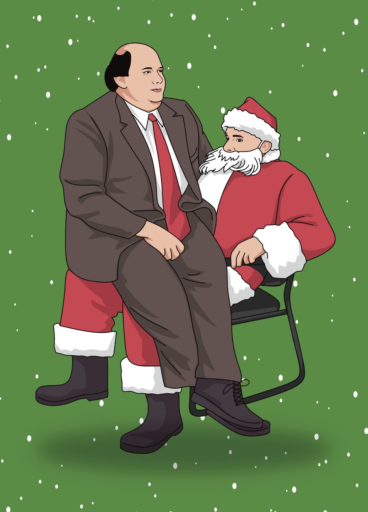 Funny Kevin Malone On Michael Scott's Santa Lap Christmas Card