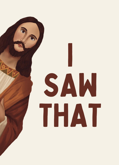 Funny Peeking Jesus Christmas Card - I Saw That