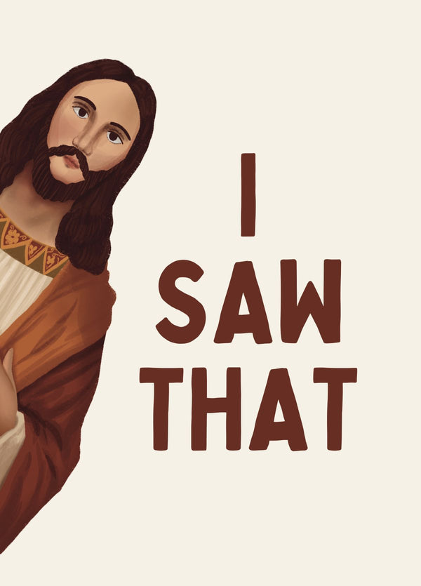 Funny Peeking Jesus Christmas Card - I Saw That