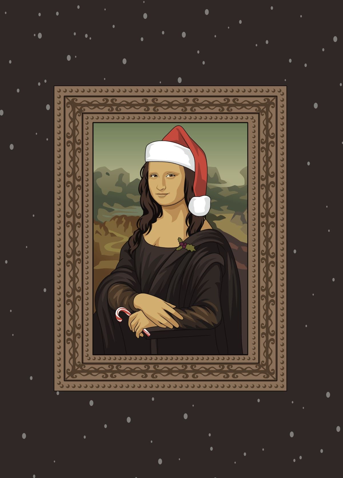 Funny Mona Lisa Christmas Card