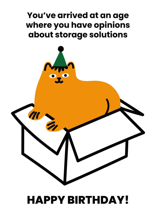 Storage Solutions Cat Birthday Card