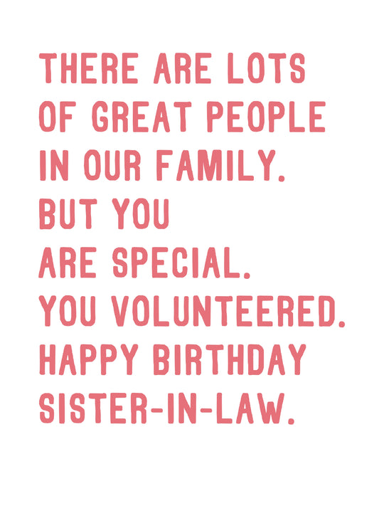Sister In Law Birthday Card