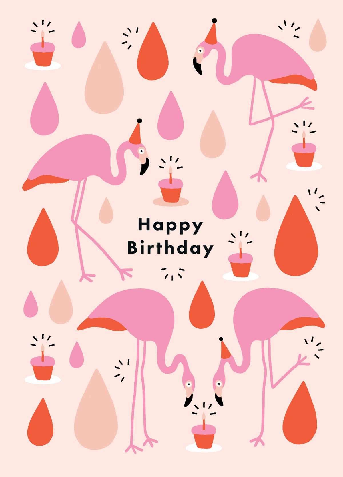 Happy Birthday Flamingos Greetings Card