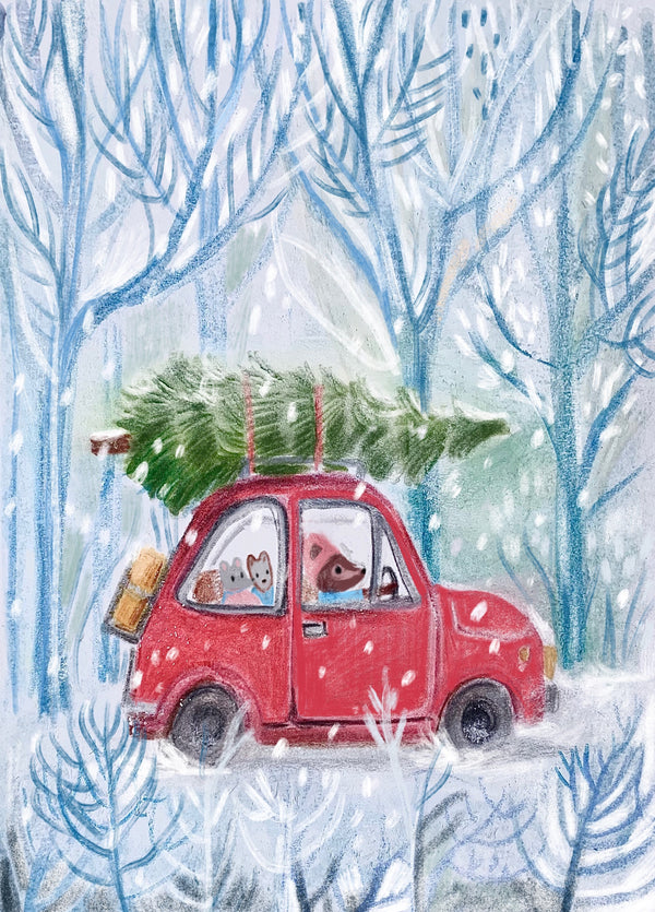 Driving Home For Christmas Card