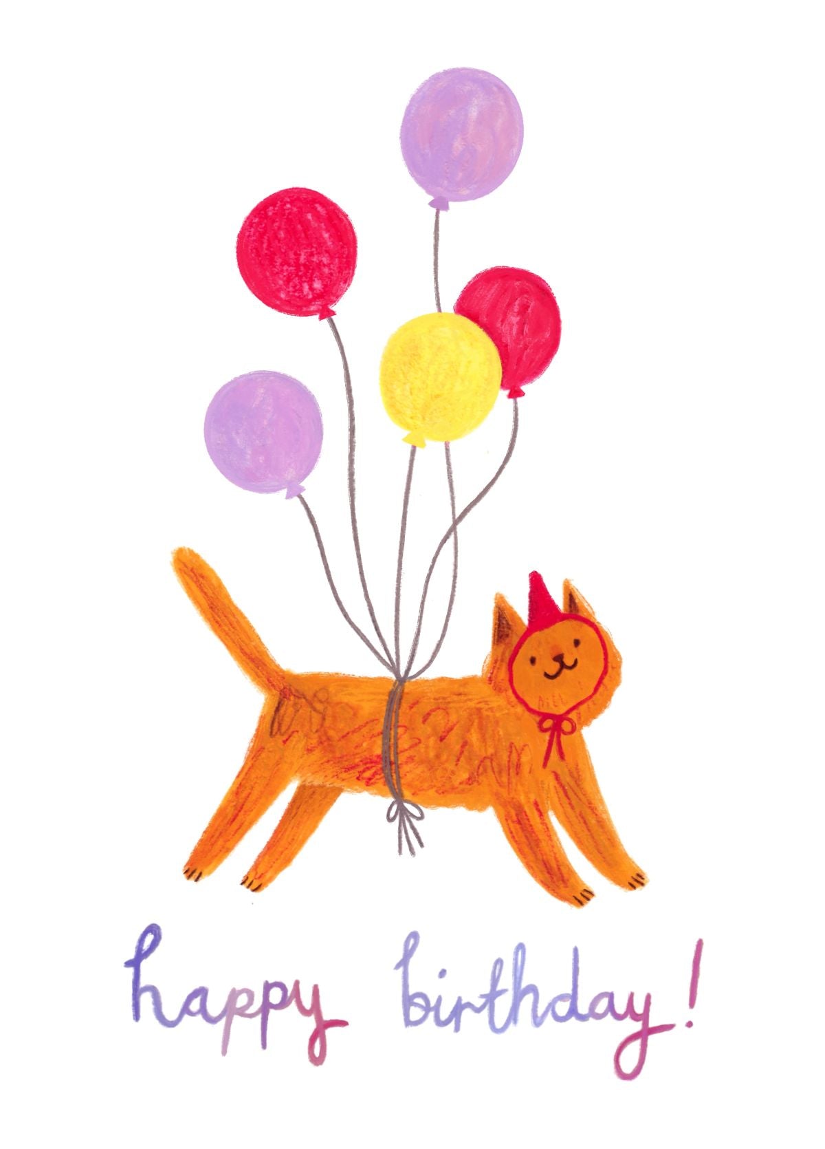 Balloon Cat Birthday Card