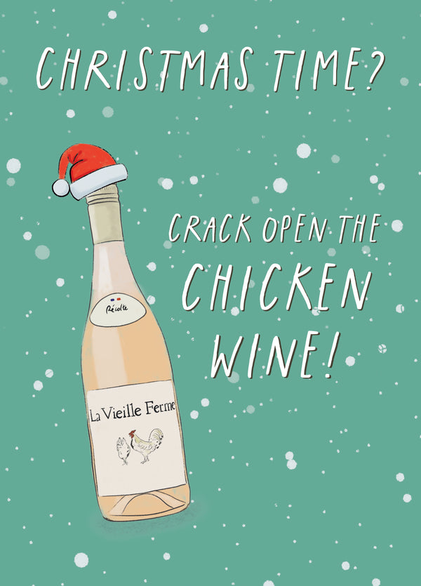 Chicken Wine Funny Christmas Card