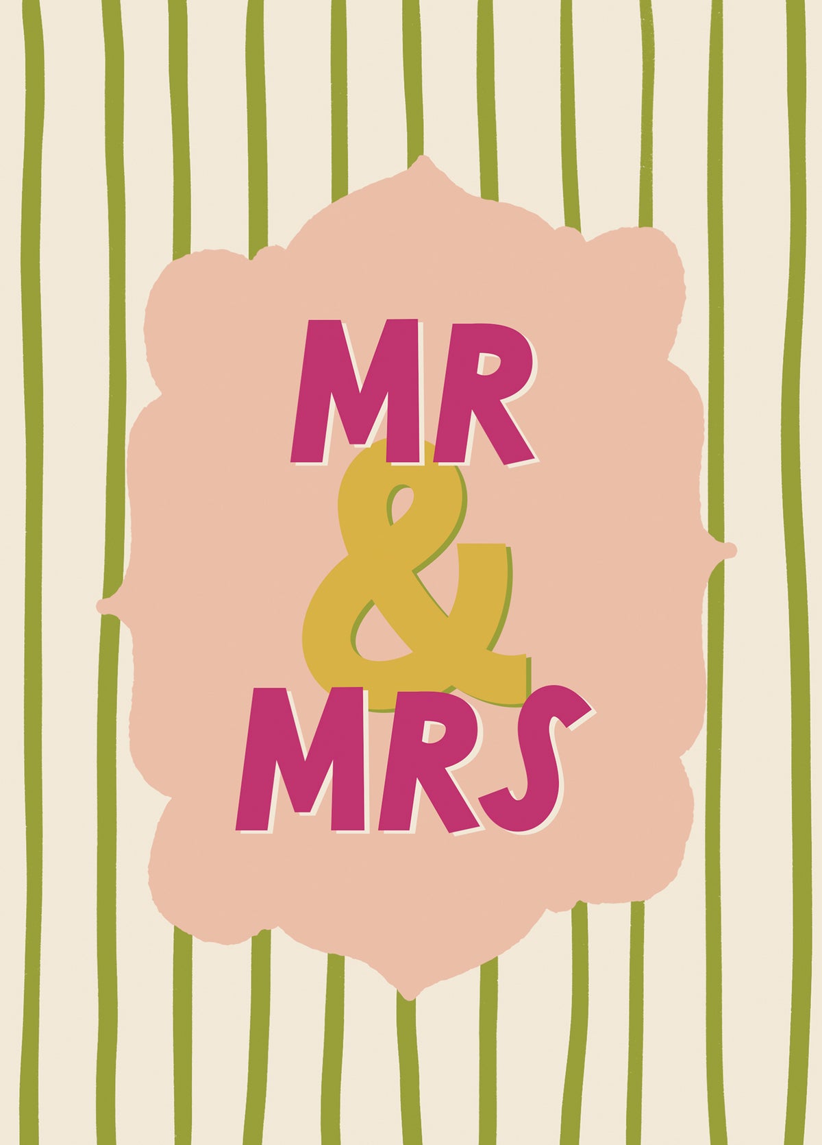 Mr And Mrs Striped Wedding Day Card