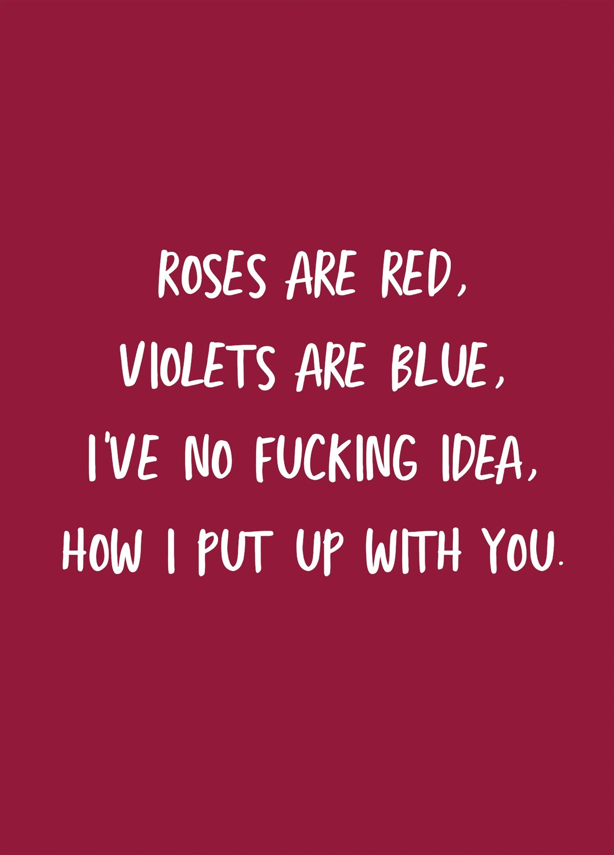 No Fucking Idea How I Put Up With You Card