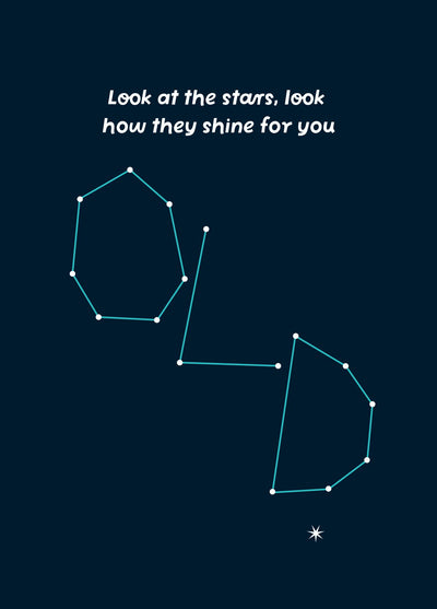 Look At The Stars Old Birthday Card