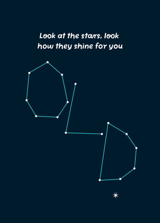 Look At The Stars Old Birthday Card