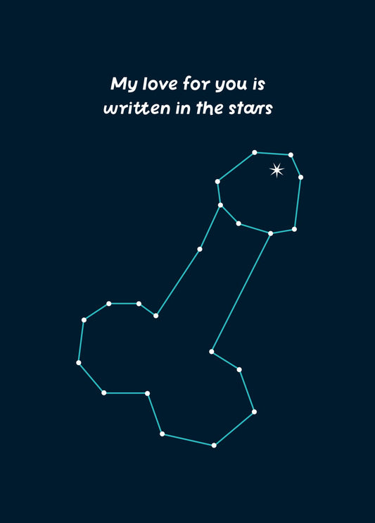 My Love Is Written In The Stars Rude Card