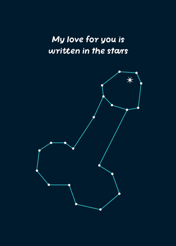 My Love Is Written In The Stars Rude Card