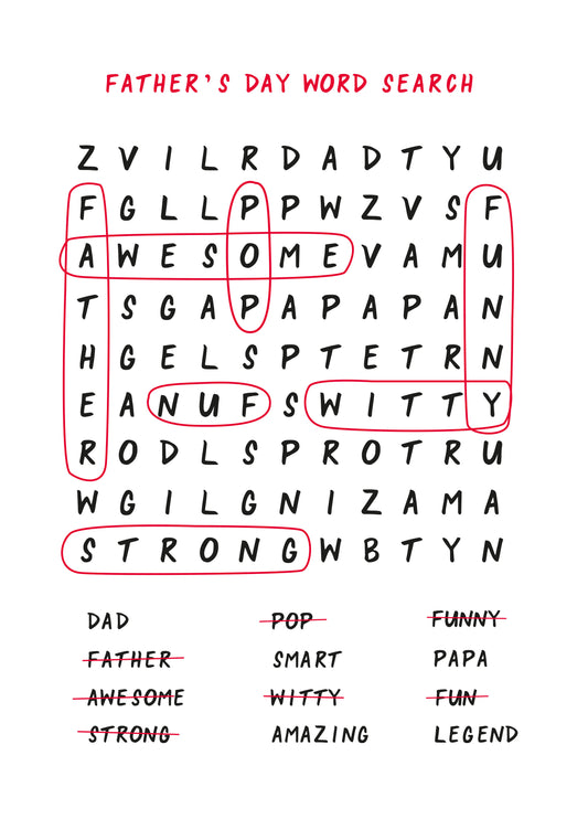 Father's Day Word Search Card