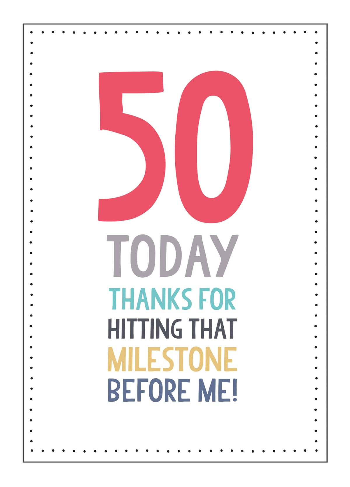 50th Milestone Birthday Card