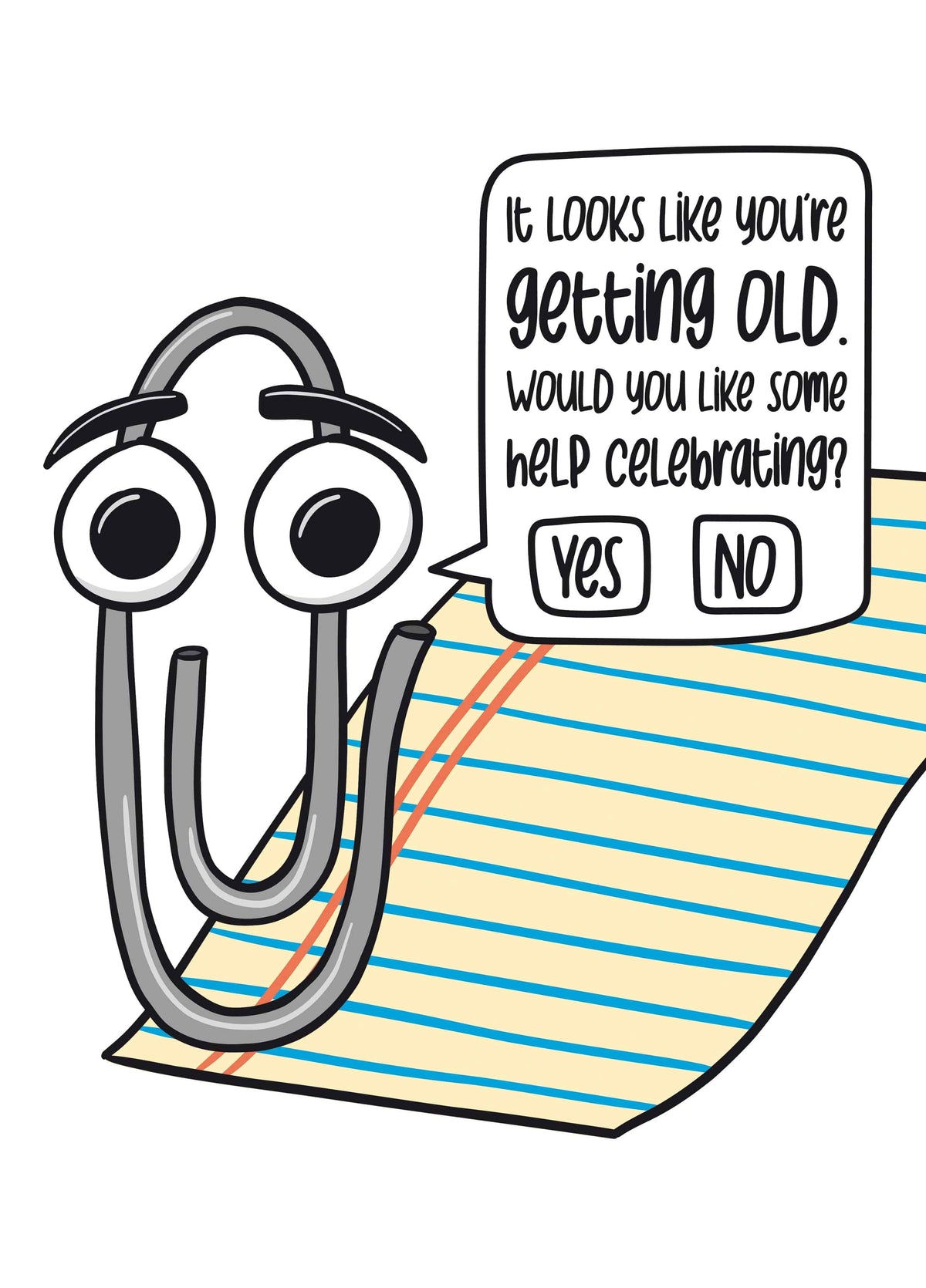 Clippy Paperclip Getting Old Card