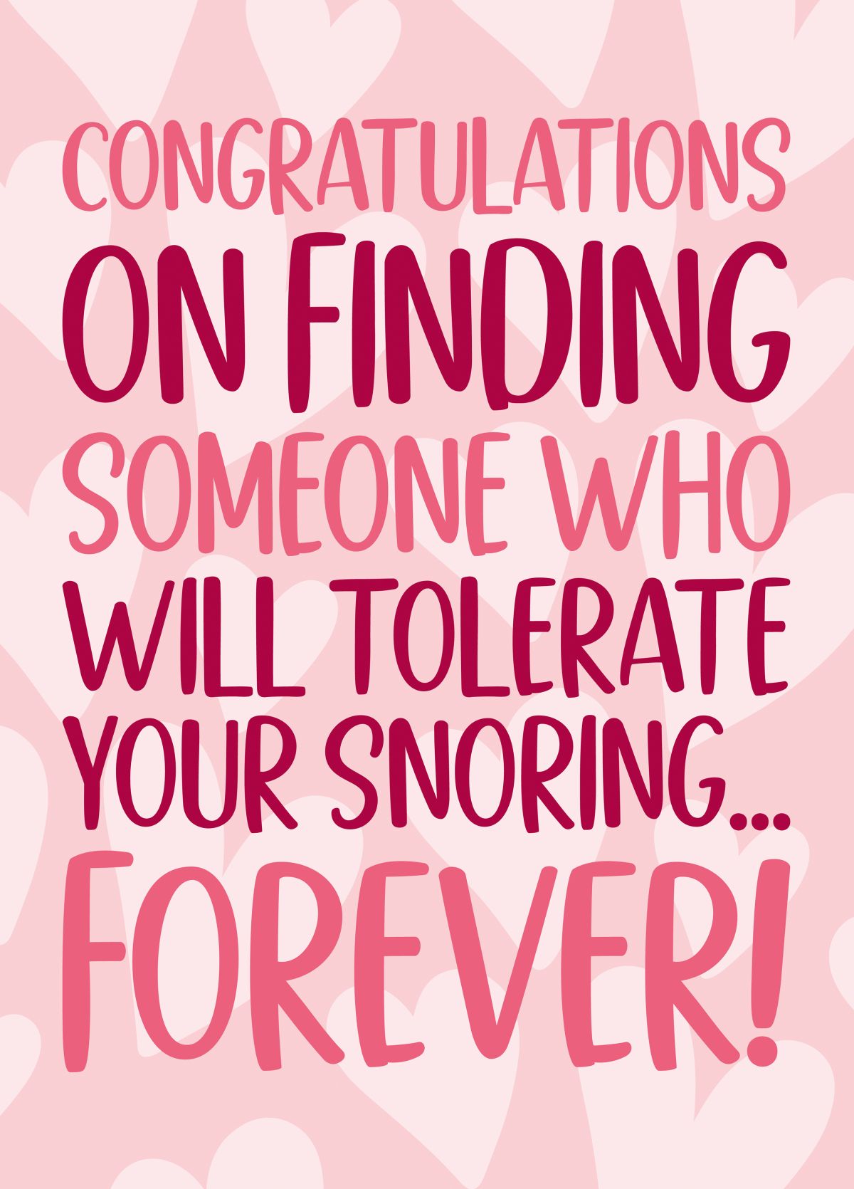 Tolerate Snoring Wedding Card