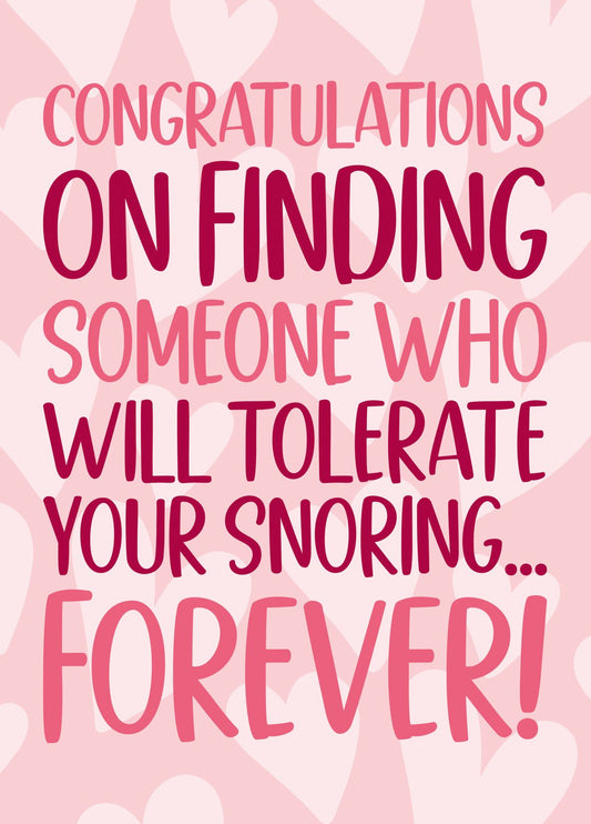 Tolerate Snoring Wedding Card