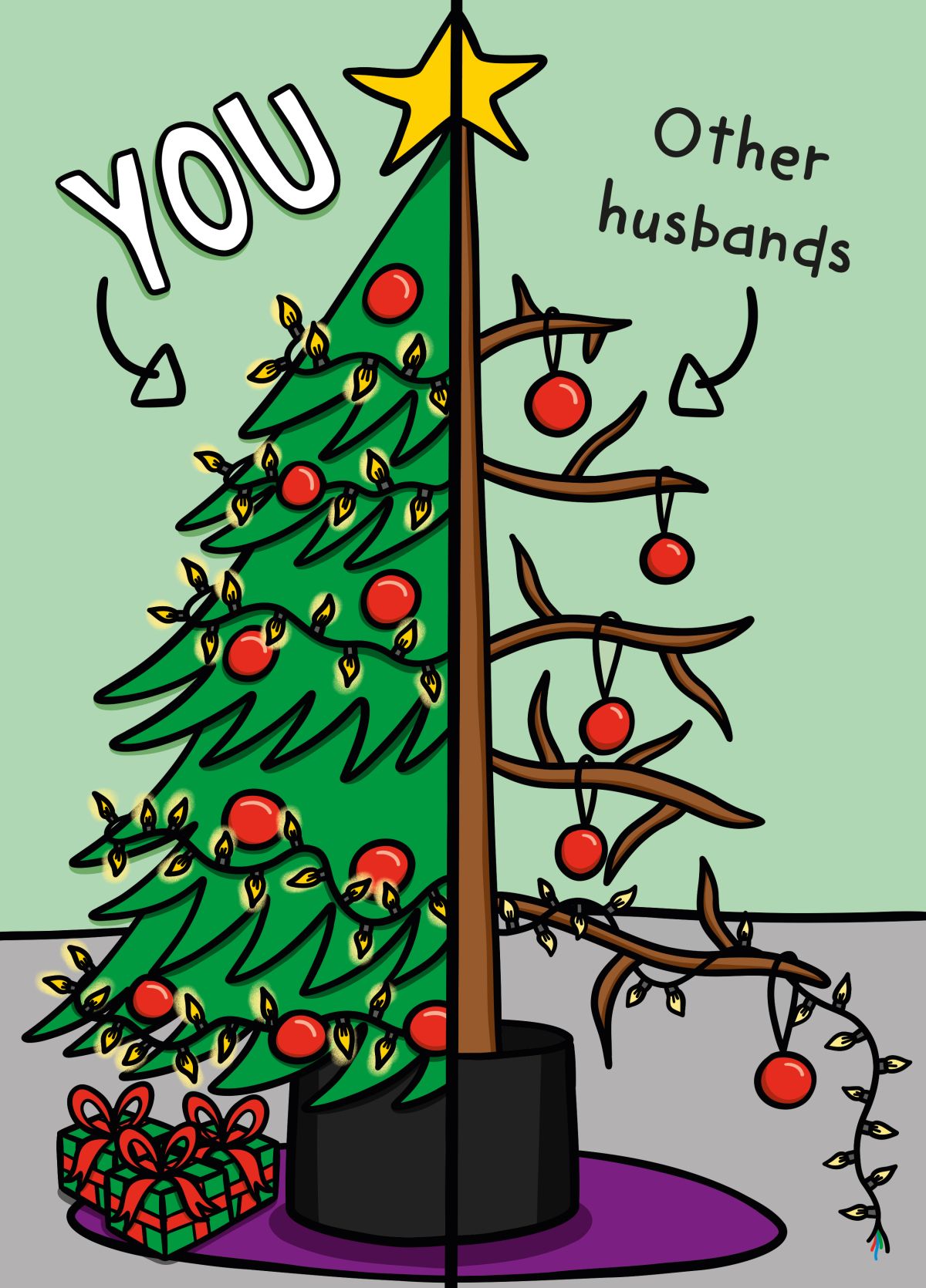 Christmas Tree Divide Husband Card