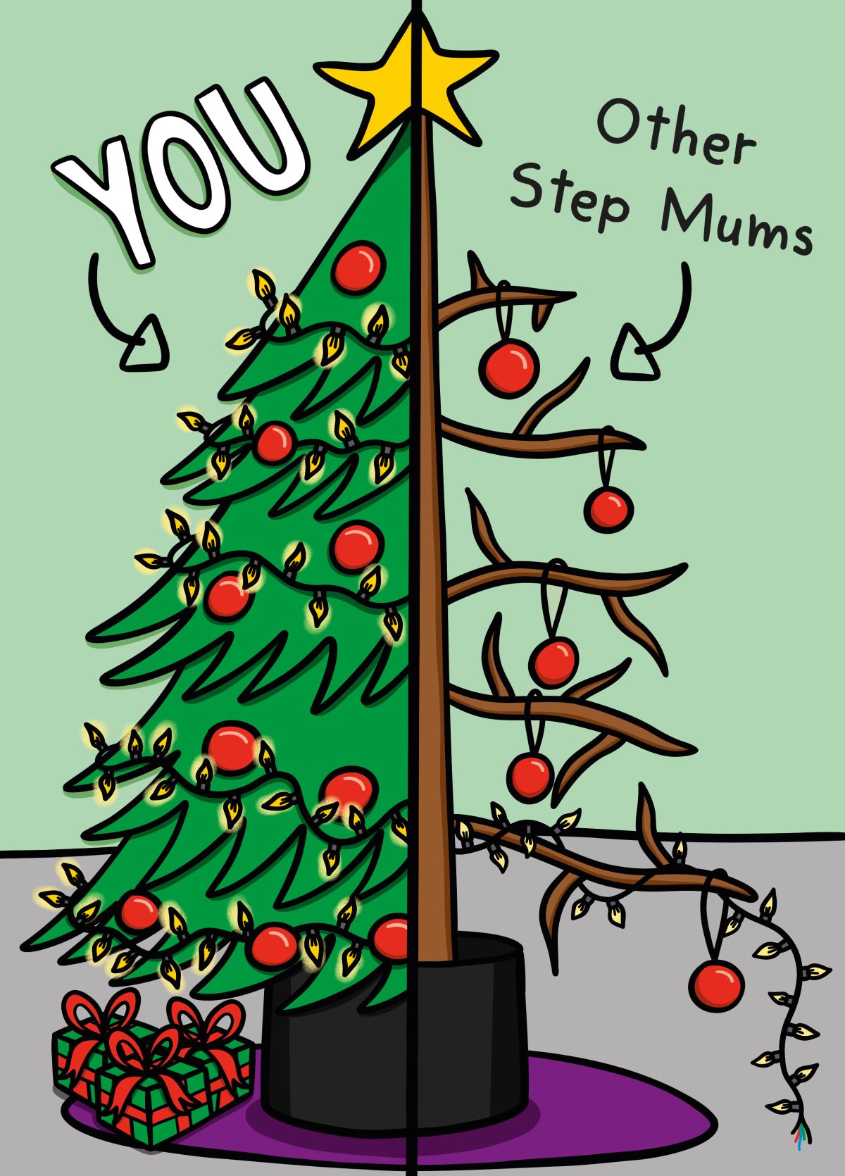Christmas Tree Divide Step Mum Card