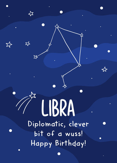 Libra Zodiac Birthday Card