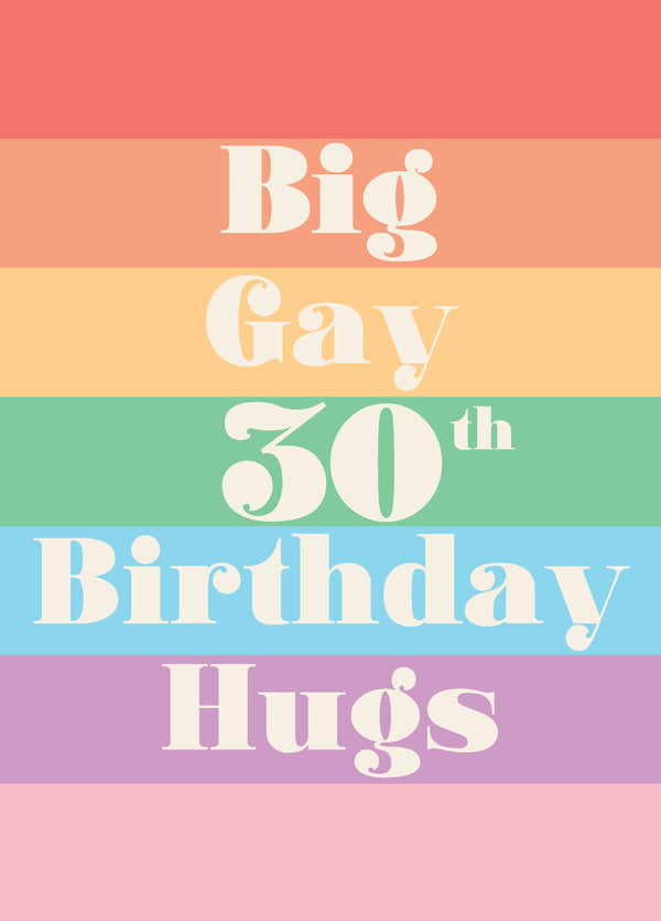 Big Gay 30th Birthday Hugs Card